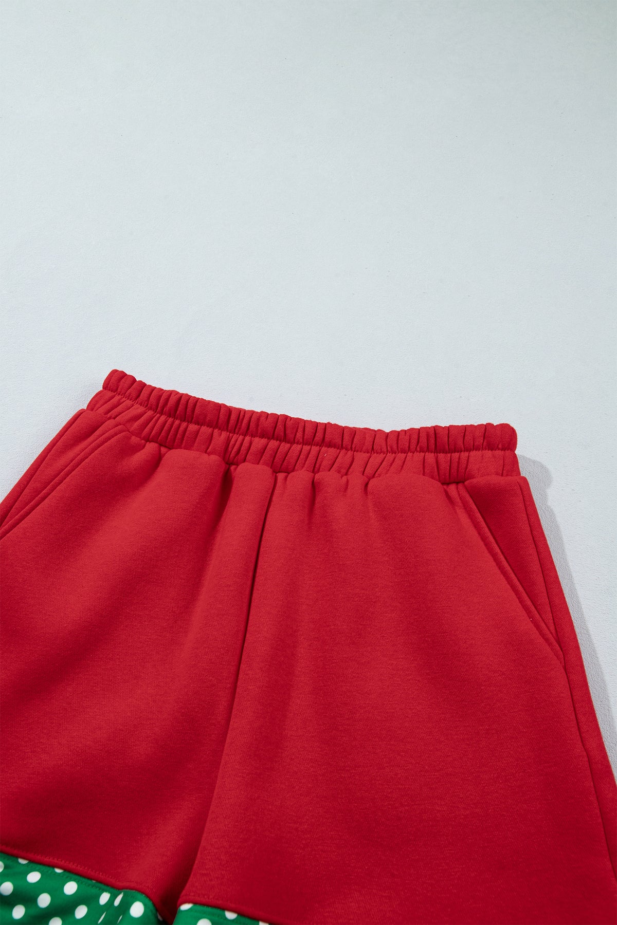 Fiery Red Gingham Trim Baggy Pullover 2pcs Short Set