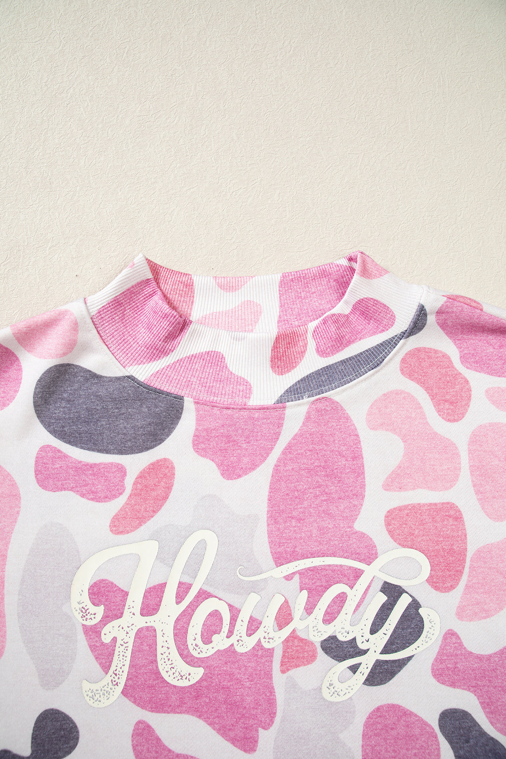 Multicolour Camo Print Howdy Western Style Baggy Pullover Sweatshirt