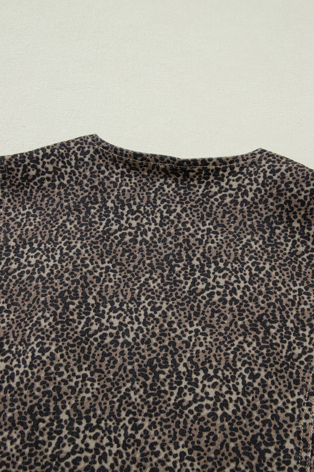 Brown Leopard Print Slim Denim Vest