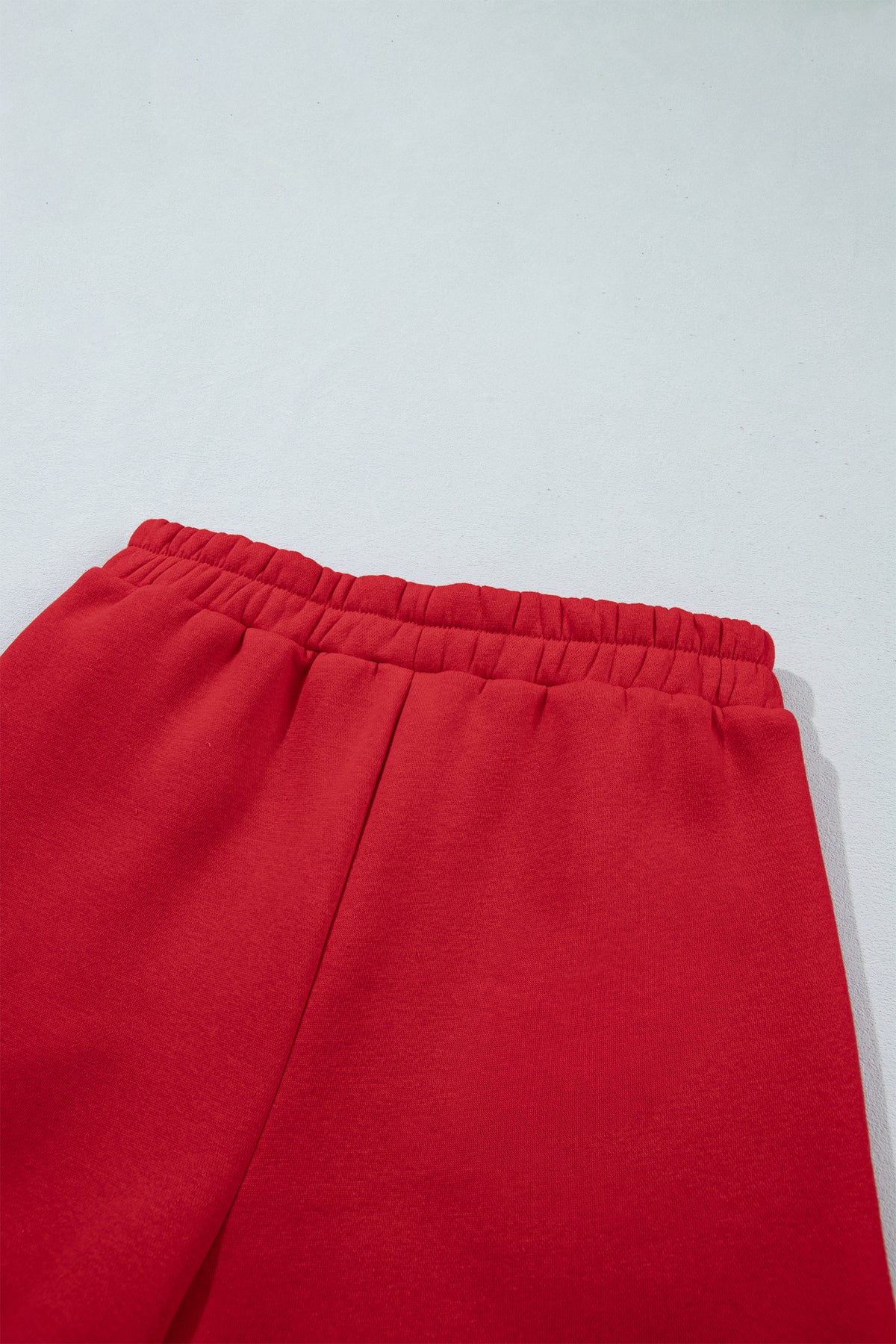 Fiery Red Gingham Trim Baggy Pullover 2pcs Short Set