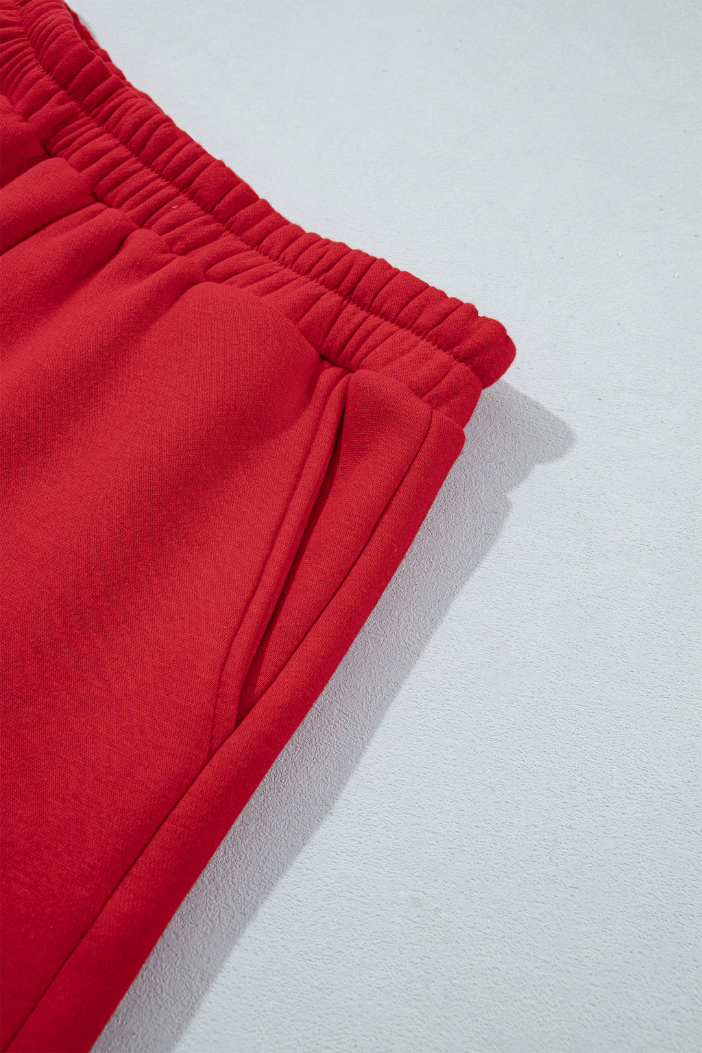 Fiery Red Gingham Trim Baggy Pullover 2pcs Short Set