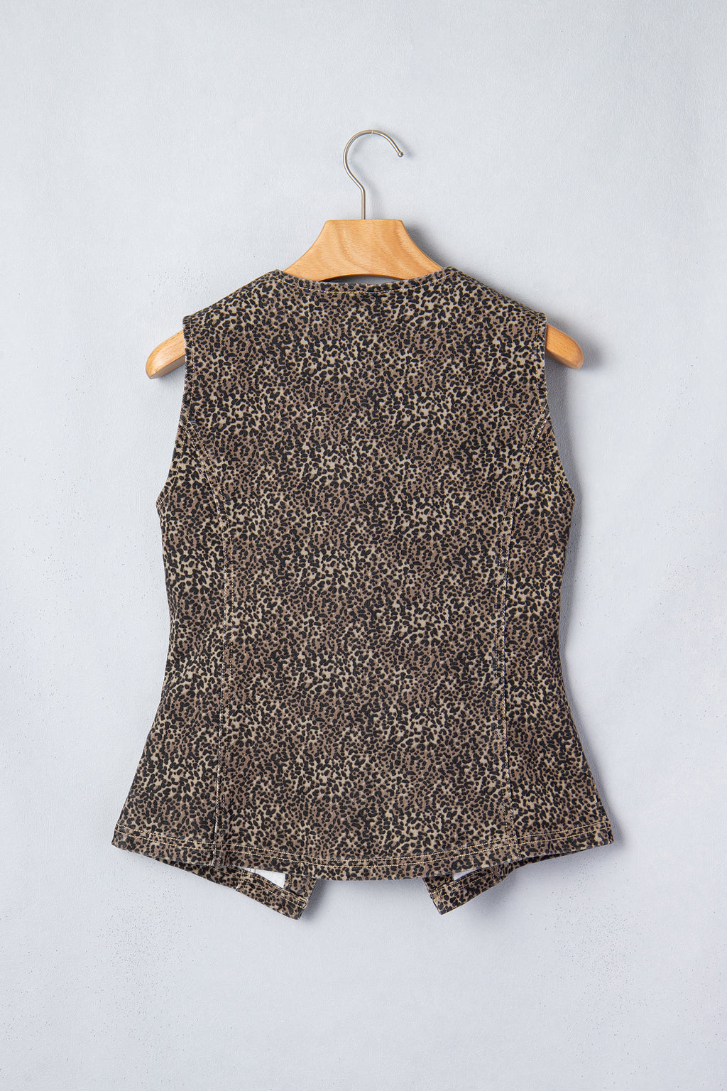 Brown Leopard Print Slim Denim Vest