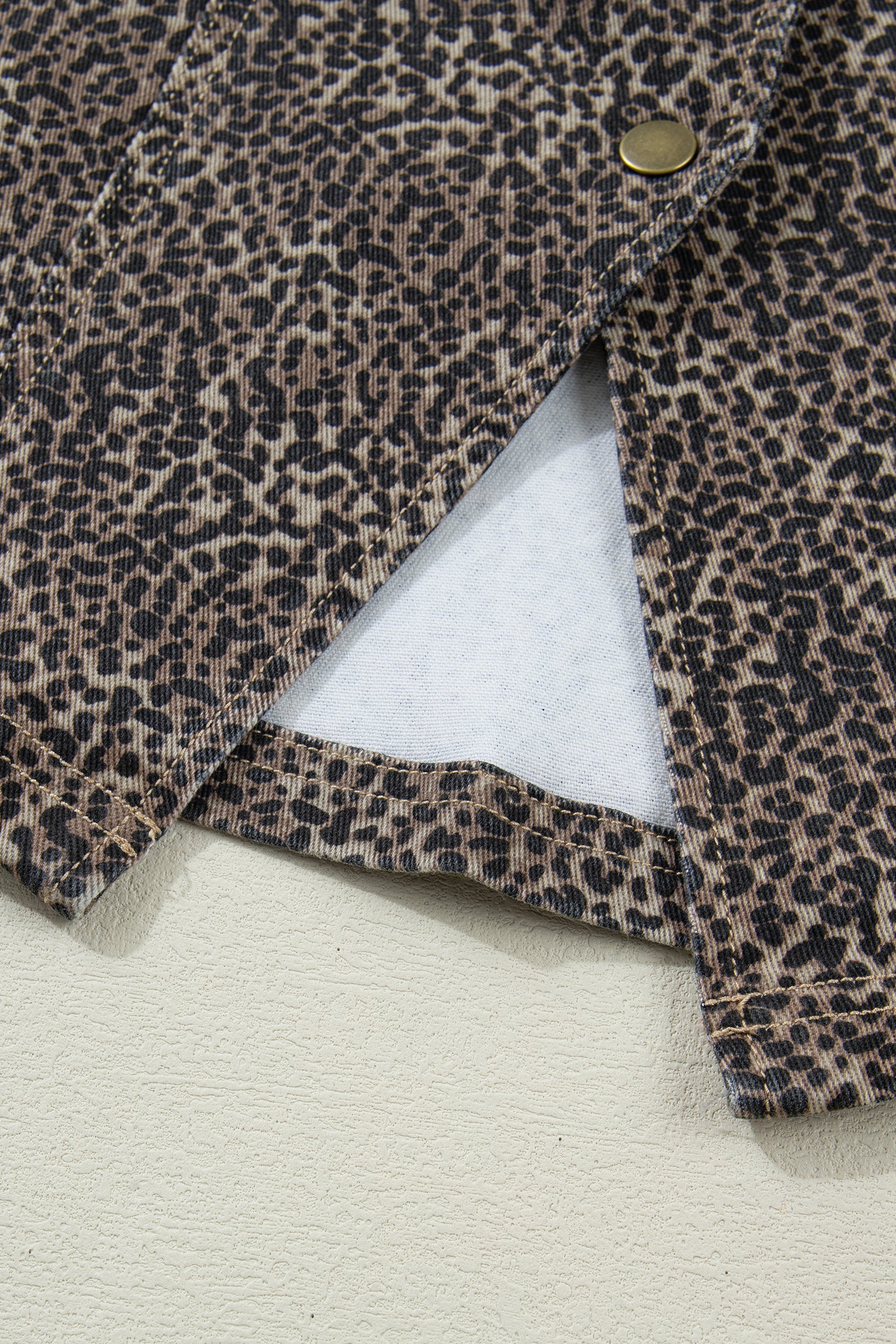 Brown Leopard Print Slim Denim Vest